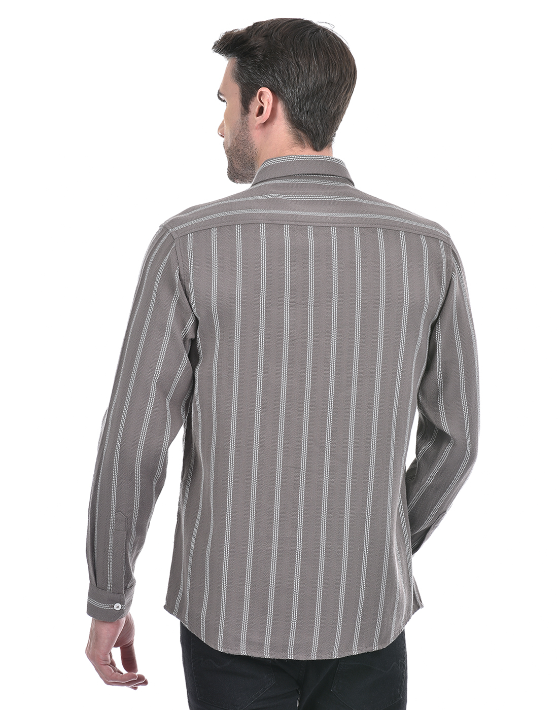 Numero Uno Men Striped Grey Shirt